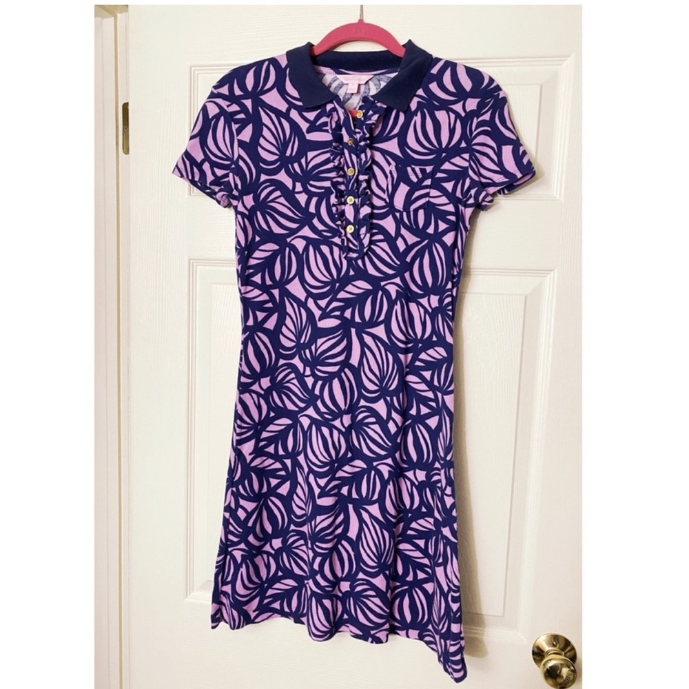Lilly Pulitzer Purple and White A-Line Polo Dress